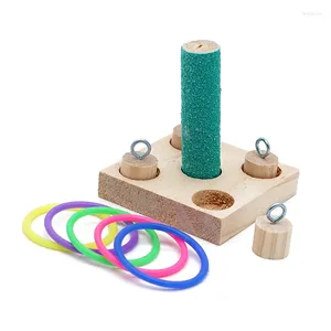 Autres fournitures d'oiseau 1set Toyage Toys Set Wood Block Puzz Pet Pet Swing Ball Standing Toy Plastic Rings Intelligence