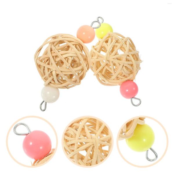 Otros suministros de aves 2 PCS PARROT Chew Toy Parakete RESISTEN RESISTENTE MOLAR BITING HANGING de madera divertida