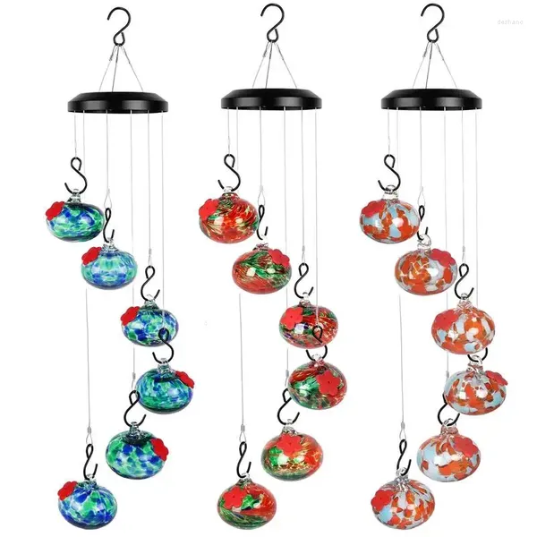 Otros suministros para pájaros 2024 Alimentadores de colibríes encantadores con campanas de viento Alimentador de agua al aire libre Decoración de jardín colgante