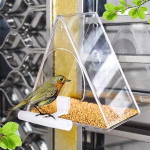 Autres fournitures d'oiseaux 2024 Triangle Wild Feeder House Transparent Table Autochouble Aspiration Plateau d'alimentation coulissante pour Garden Patio Yard