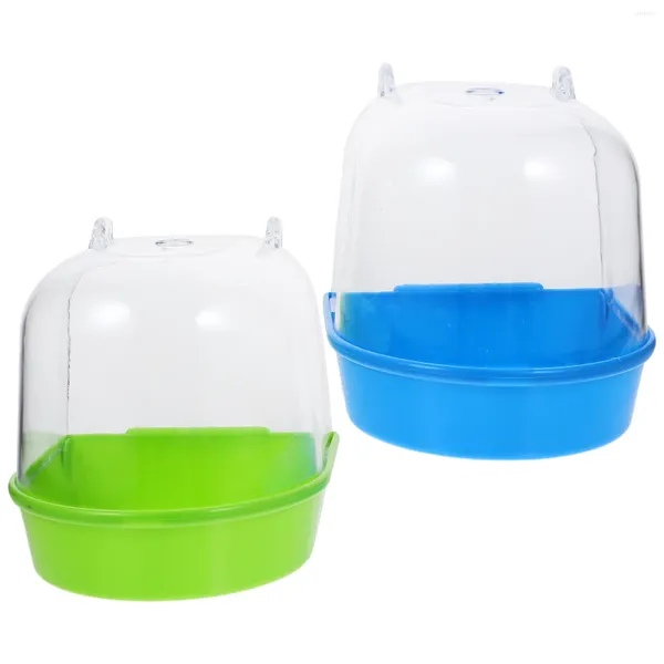 Autres fournitures d'oiseau 2pcs Perrot Bath Buth Birds Clean Bathtub Baignage Boîte de douche suspendue Cage ()