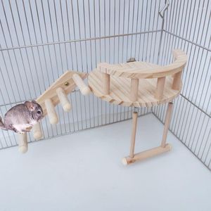 Andere vogelbenodigdheden 3 stcs hamster houten platform kleine huisdier kooi hek spelen stand klim ladder swing speelgoed cavia's oefening voor papegaai