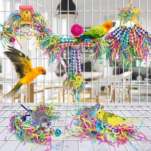 Andere vogels levert 5-delige papegaai versnipperden Parakeet kauwspeelgoed houten blokken kooi foerageren voor Finch Canary