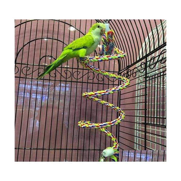 Otros suministros para pájaros Cuerda de juguete para loros de 50 cm Trenzado para mascotas Chew Budgie Perch Coil Cage Cockatiel Birds Training Accessories Drop Delivery Dhyol