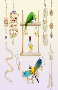 Autres fournitures d'oiseaux 8pcsset perroquet jouets en bois suspendu balançoire hamac échelles d'escalade perches jouet perruche calopsittes cage C42Oth1817161