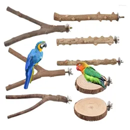 Andere vogels benodigdheden 8xmultifunctionele papegaaien staan ​​tak slijpen krasspeelgoed voor het behouden van lovebirds finches platform hangmat staan
