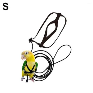 Autres fournitures d'oiseaux Accessoires Harnais de perroquet Laisse Corde d'entraînement réglable Traction volante Nylon Sangles noires Bande Gilet 1pc