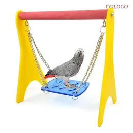Andere vogelbenodigdheden Acryl Swing Chicken Toy met hangende ketting Baby Chick Baarskooi voor papegaaienkippen Ara Training Standhouder