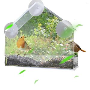 Autres fournitures d'oiseaux Ficheurs de fenêtre en acrylique Grands cadeaux de maison sauvage extérieurs 3 tasses aspirantes