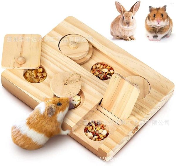 Autres fournitures d'oiseaux Bamboo Hamster Feeder Golden Bear Snack Plate Jouet en bois Aménagement paysager Bol d'alimentation pour animaux de compagnie Jouets