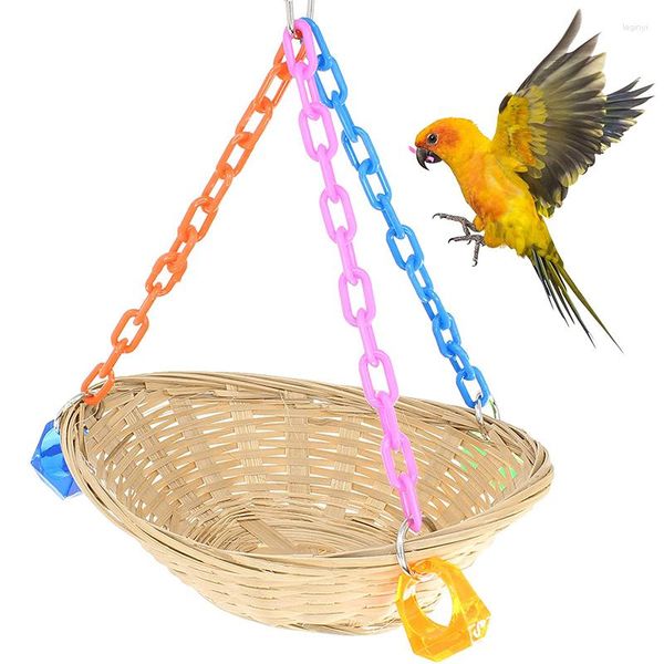 Autres fournitures d'oiseaux Panier Swing Parrot Formation Jouets Bambou Coloré Chew Suspendu Nid Quaker Parrotlet Budgie Cage Accessoires