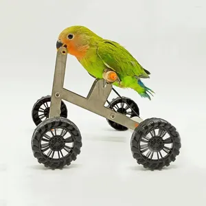 Autres fournitures d'oiseaux Jouet de vélo Formation de perroquet pour Cockatiel Conure Perakeet Mini Métal 4 roues Vélo Pied Exercice