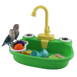 Autres fournitures pour oiseaux baignoire pour oiseaux avec robinet drôle automatique perroquets pour animaux de compagnie piscine douche outils de nettoyage 221122