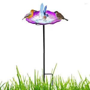 Otros suministros para pájaros Tazón de baño para pájaros con estaca Forma de flor Bandeja de alimentación de soporte extraíble para patio al aire libre