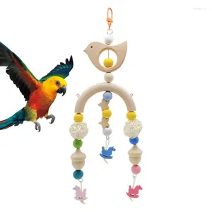 Autres oiseaux fournit des oiseaux jouets avec des balles de rotin perroquet swing mâteur d'entraînement en bois suspendu hamac cage animal de compagnie