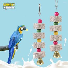 Autres fournitures d'oiseaux Cage Toy Mineral Molar Stone Moleing Fleule Forme Sanging Type With Bells Sounding pour les accessoires de perroquet