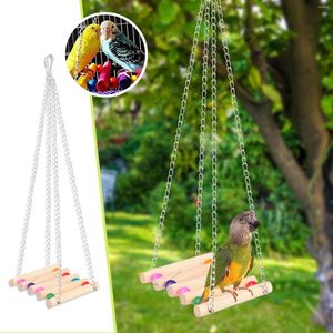 Autres fournitures d'oiseau Toys en cage pour perroquets fiables à croquer - swing suspendu pont morsure pont en bois perles de balle de balle billette