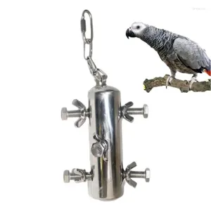 Autres fournitures d'oiseaux Jouets de cage Jouets à mâcher pour perroquets avec cloche en acier inoxydable 304 debout pour perruches perruches calopsittes perroquets moyens et