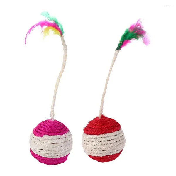 Otros suministros para pájaros Cat Pet Sisal Sisal Ball entrenamiento Interactivo para gatito Funny Play Feather