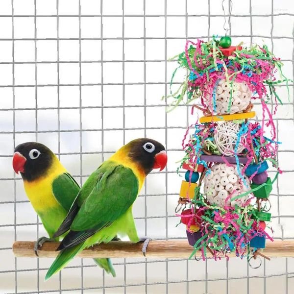 Otros suministros de aves Toy de masticación útil para el loro colgante confiable bloques de madera de hierba natural productos para mascotas