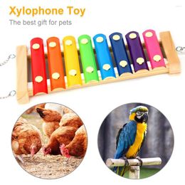Autres fournitures d'oiseau poulet xylophone jouet en bois coloré suspensive cage accessoires musicaux avec 8 clés