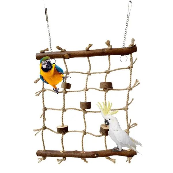 Autres fournitures d'oiseaux Filet d'escalade Perroquet Échelle de corde en coton Facile à installer Cage robuste Accessoires de jouets 231211