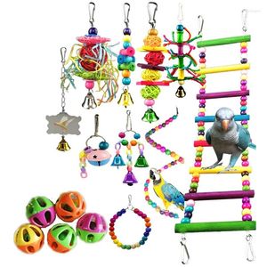 Otros artículos para pájaros Combinación de artículos de juguetes para loros Mordedura de mascota para entrenamiento Divertido Swing Ball Bell Standing
