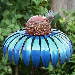 Autres fournitures pour oiseaux Mangeoire à échinacée à l'extérieur du jardin Art Mangeoire en métal avec support Promotion Volière Fenêtre Aire de jeux 230130