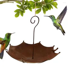 Autres fournitures d'oiseaux Créative Hanging Feeder Umbrella Perouilles en forme de perroquets Plateau Rusty Metal Parrot Trough Parkeet Bath Outdoor Garden Decor