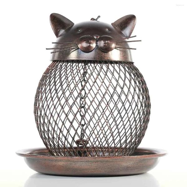 Autres fournitures d'oiseau décoration créative pour la maison moderne Metal Crafts Gift Retro Kitten Feeder pour les amoureux des parents et des amis