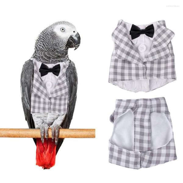 Autres fournitures d'oiseaux Costume de vol d'oiseaux mignons avec nœud papillon Vêtements de perroquet Uniforme d'affaires pour perruche gris africain Mini Macaw