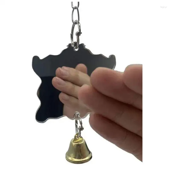 Autres fournitures d'oiseaux Jouets de perroquet mignon Miroir Acrylique Pendentif Chaîne Cloche Pont suspendu Perruche Chew Swing Stand Accessoires