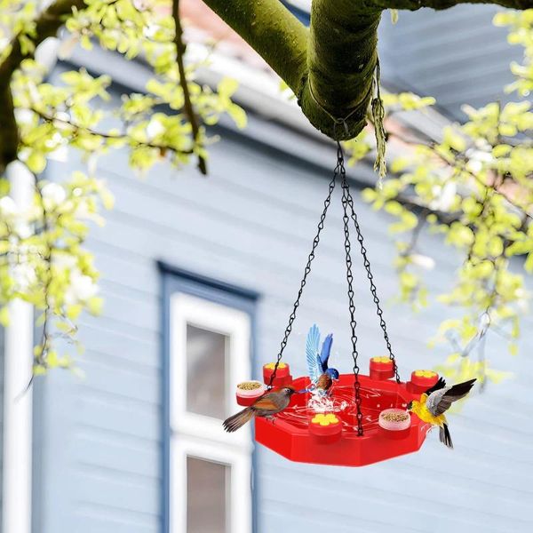 Otros suministros de aves Bandeja de alimentación de colibrí desmontable Colgando al aire libre Salvaje con gancho Jardín Agua roja