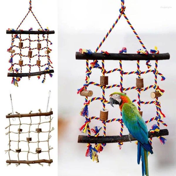 Otros suministros para pájaros Durable Parrot Birds Climbing Net Hamaca Colgante Cuerda Jaula Juguete Escalera resistente Fácil de instalar