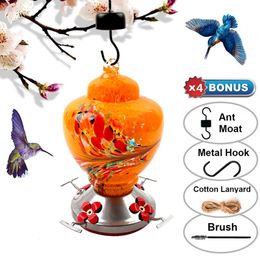 Andere vogelbenodigdheden Feeder Hummingbird Painted Glass Flower Water Voedselcontainer voor tuin buiten Patio 230130