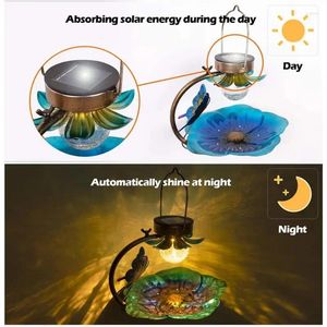 Andere Vogelbenodigdheden Voederlamp Metaal Zonne-energie Mooie Led Hangende Geschenkbloem Licht Buiten Tuindecoratie Voeders Voor Buiten