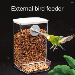 Autres fournitures pour oiseaux Mangeoire avec couvercle anti-poussière Boîte automatique anti-déversement Budgie Cockatiel Conure Distributeur de nourriture pour animaux de compagnie