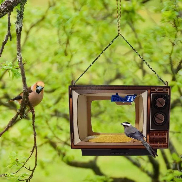 Autres fournitures d'oiseau mangeur en bois suspendues à la télévision sauvage en forme de grande capacité faite à la main pour un jardin de cour extérieure