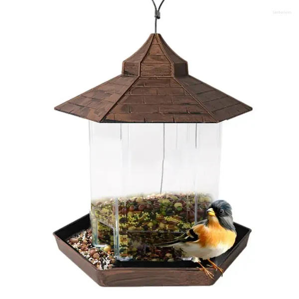 Autres alimentations d'oiseaux pour les oiseaux pour la station de mangeoire en forme de maison extérieure Cages d'alimentation du jardin avec des trous de drain