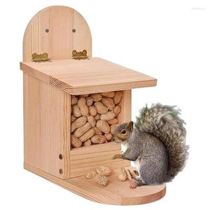 Autres fournitures pour oiseaux Couvercle de retrait de nourriture pour oiseaux Installation facile Conteneur de grande capacité Alimentation d'écureuil en bois