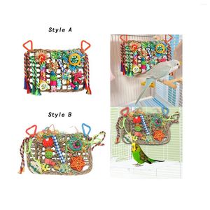 Autres fournitures d'oiseaux Toys muraux de recherche de nourriture 7x11 pouces avec divers accessoires en cage grimpant hamac à perroque