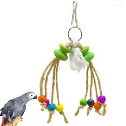 Autres fournitures pour oiseaux drôle 1 pièces jouet à mâcher corde perle colorée en bois naturel perroquet Cage résistant aux morsures pour Pigeon