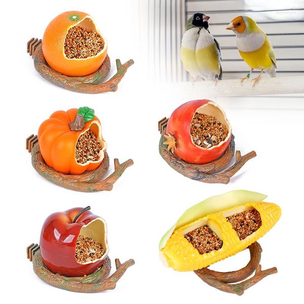 Autres fournitures d'oiseaux drôle forme de fruit perroquet mangeoire orange grenade nourriture eau alimentation bol conteneur mangeoires pour caisses cages animal de compagnie