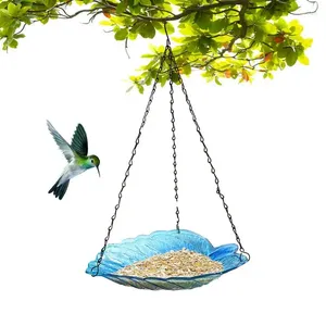 Otros suministros para pájaros Tazón de baño de vidrio Plato de comida para jaula Forma de hoja Alimentador de colibrí colgante con gancho en forma de S Uso en jardín al aire libre