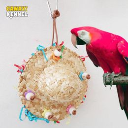 Andere vogels benodigdheden handgemaakte stro wevende dopvorm papegaaien kauw speelgoed vogelkooi hangende schommel staande zitstokken voor valkparkatiel conure