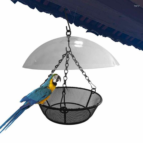 Outros suprimentos para pássaros Alimentador suspenso Bandeja de alimentação de metal com design de cúpula redonda Decoração de ornamento de gramado de jardim para pássaros
