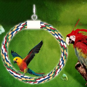Autres fournitures d'oiseaux suspendus pour animaux de compagnie perroquet coton corde cercle anneau support balançoire cage mâcher jouer jouet