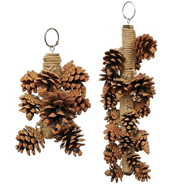 Autres fournitures pour oiseaux suspendus en bois cônes de pin cage drôle jouet à mâcher pour pinson cacatoès cadeau perroquet amoureux durable à jouer 230729