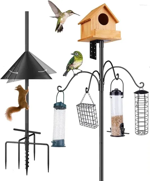 Autres fournitures d'oiseaux Pôle de maison pour le jardin Polonais d'alimentation OptimeMm avec écureuil Baffle 4 Shepherd Hooks Heavy Duty Stand 5-PRONG