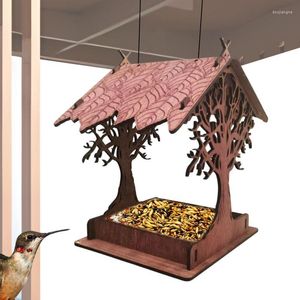 Otros suministros para pájaros Casas Alimentador Impermeable Sólido Cabaña Madera Salvaje Durable Madera Colgando Porche Casa